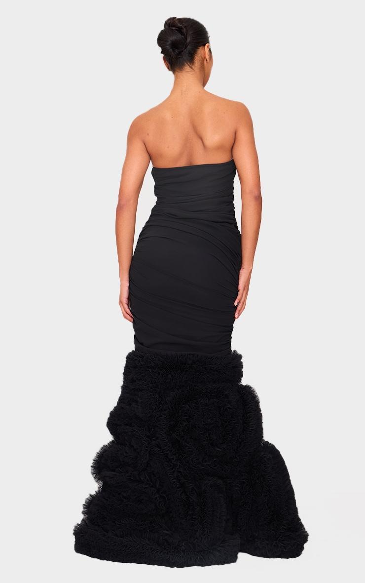 Black Extreme Ruffle Hem Bandeau Maxi Dress Product Image