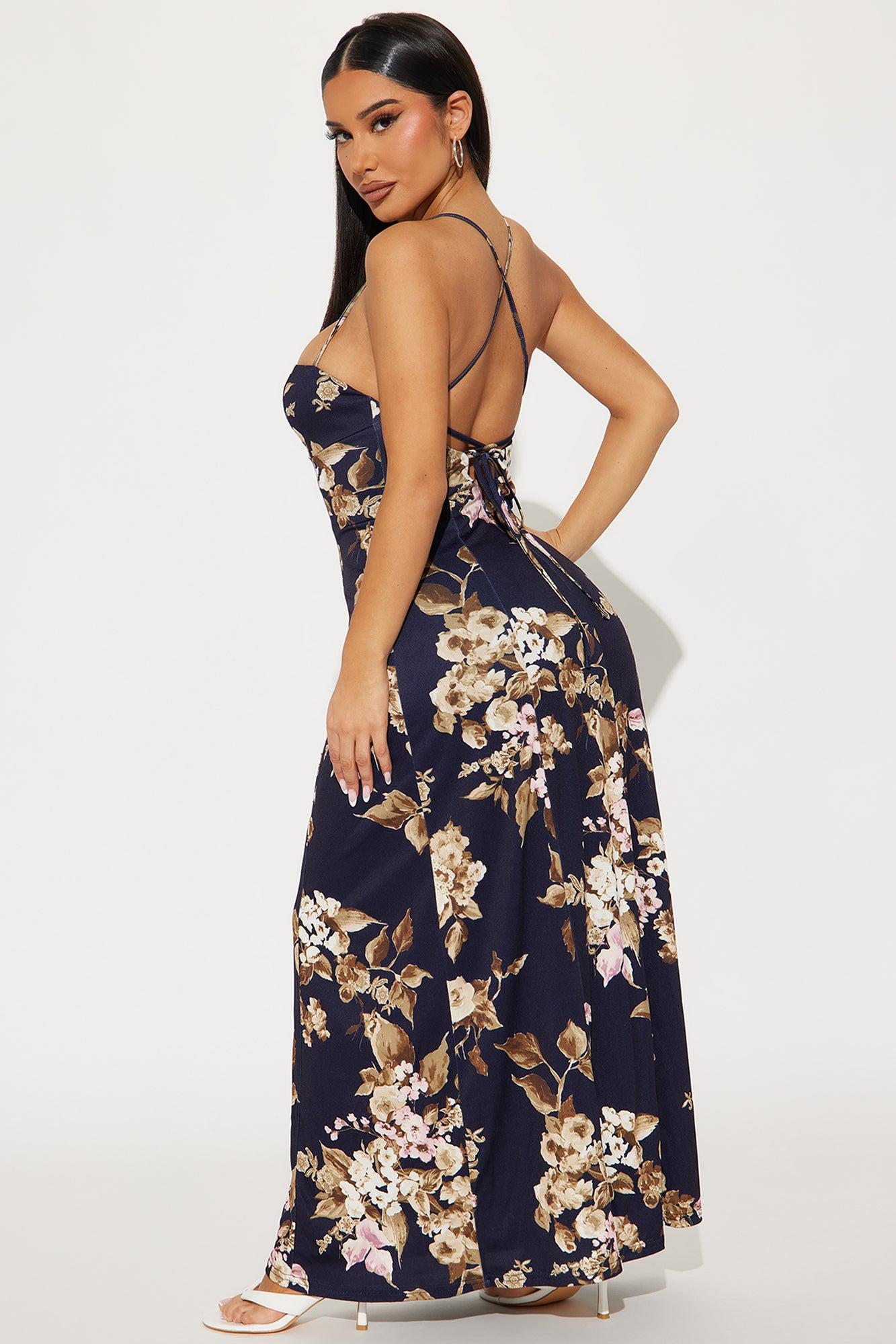 Janice Floral Maxi Dress - Navy/combo Product Image