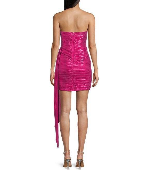 City Vibe Strapless Pleated Foil Tail Party Dress Product Image