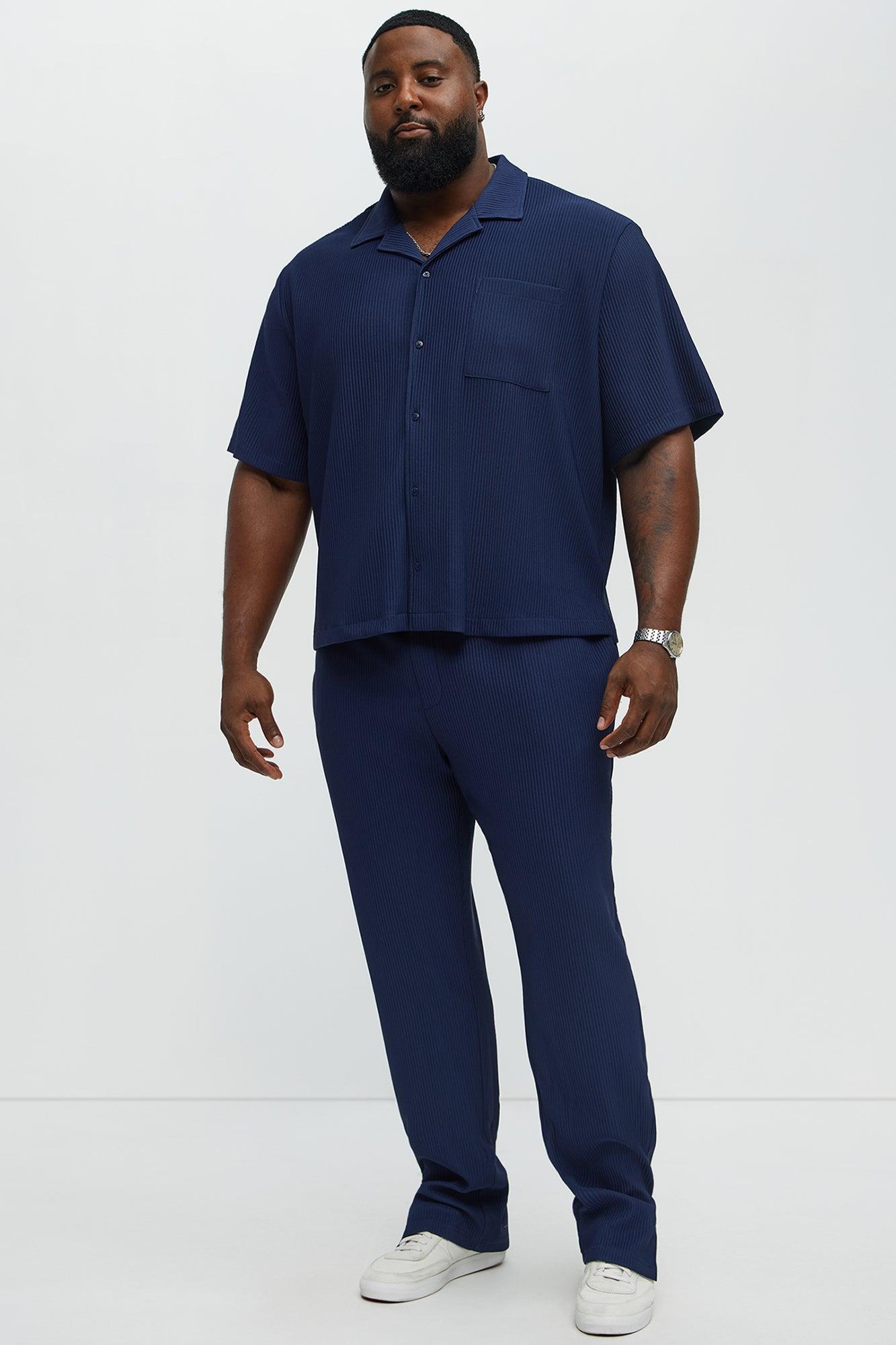 Show Up Slim Slit Pants - Navy Product Image