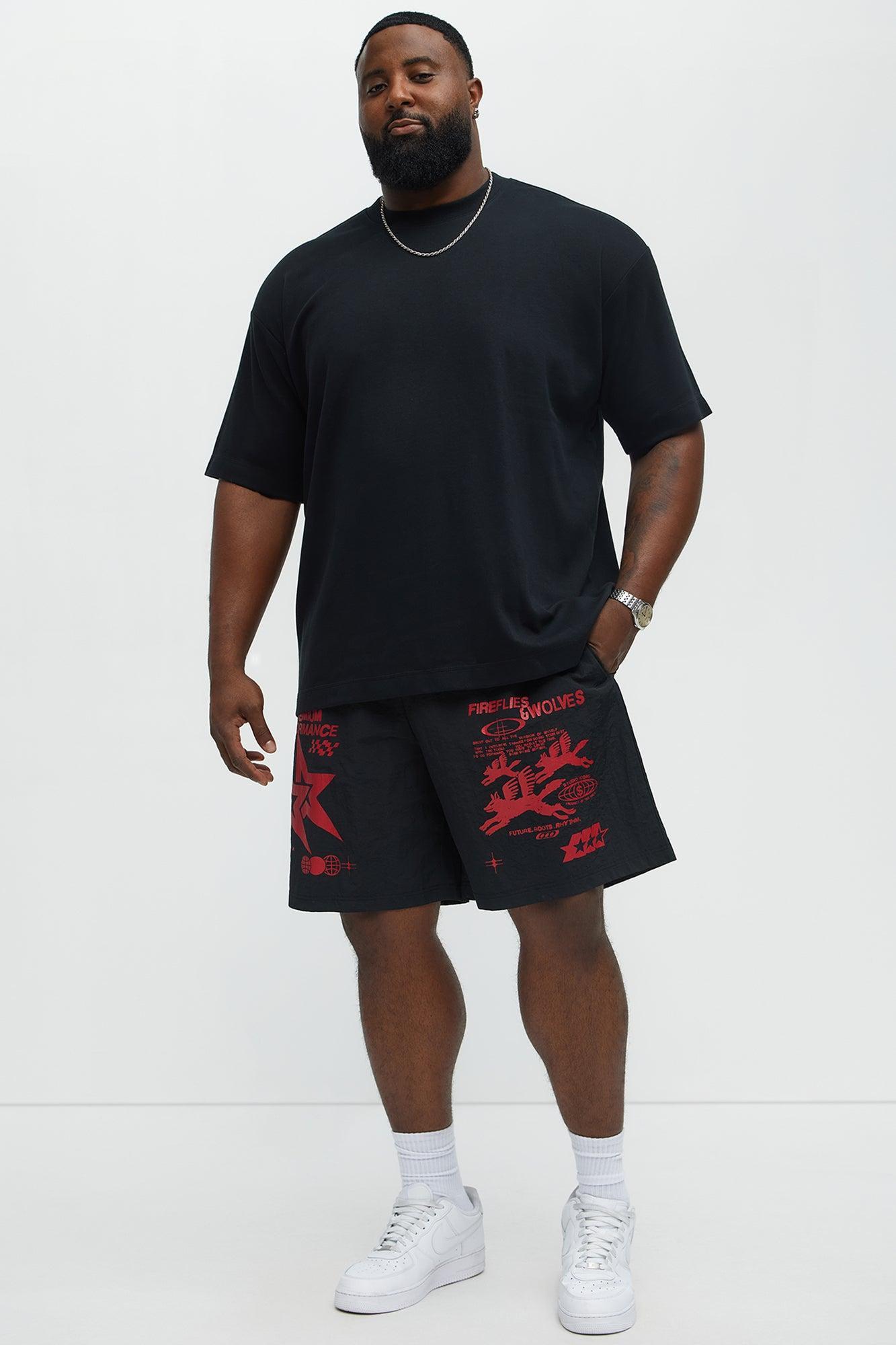 Fireflies And Wolves Graphic Relaxed Shorts - Black/combo Male Product Image