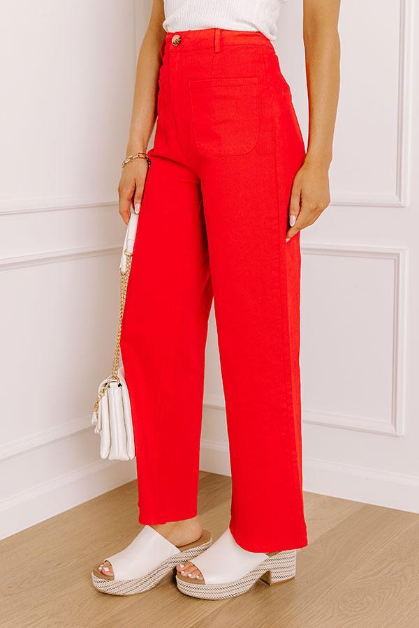 The Lana High Waist Wide Leg Jean in Red Product Image
