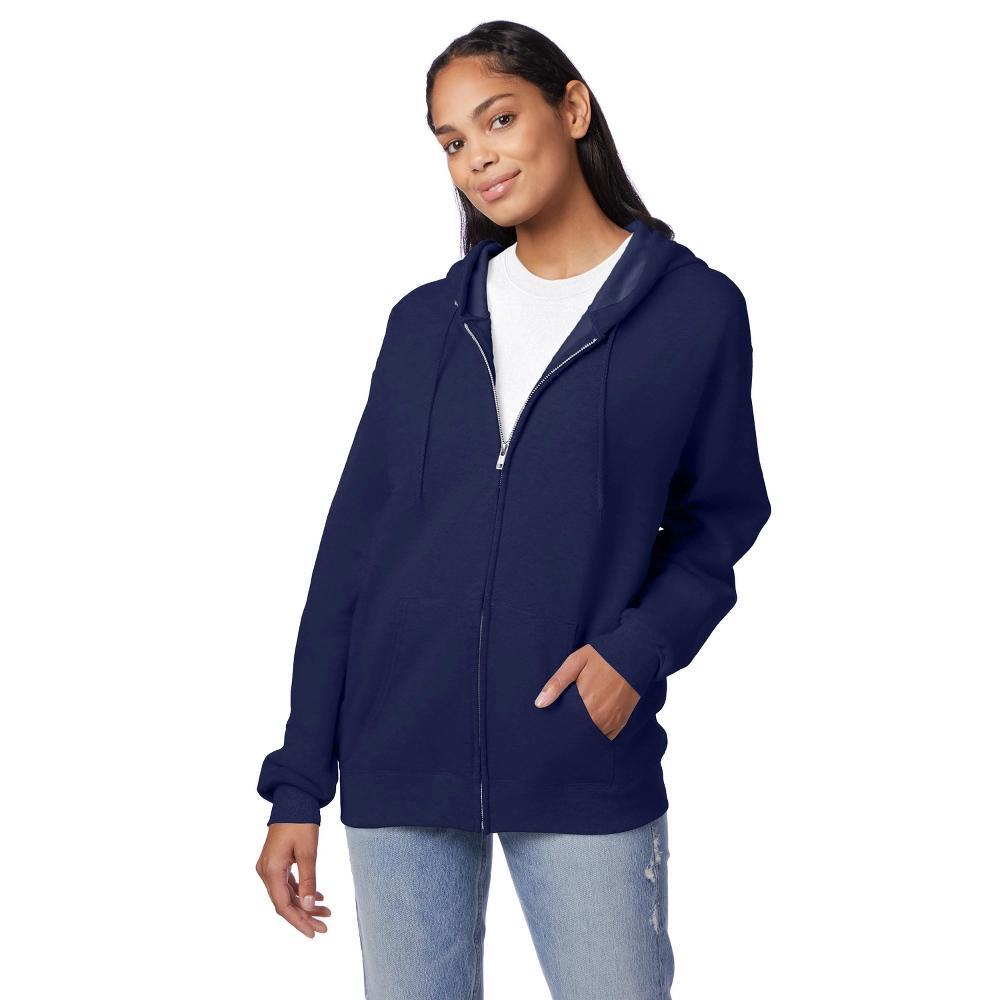 Men's Hanes® EcoSmart Fleece Full-Zip Hooded Jacket, Size: Large, Deep Royal1 Product Image