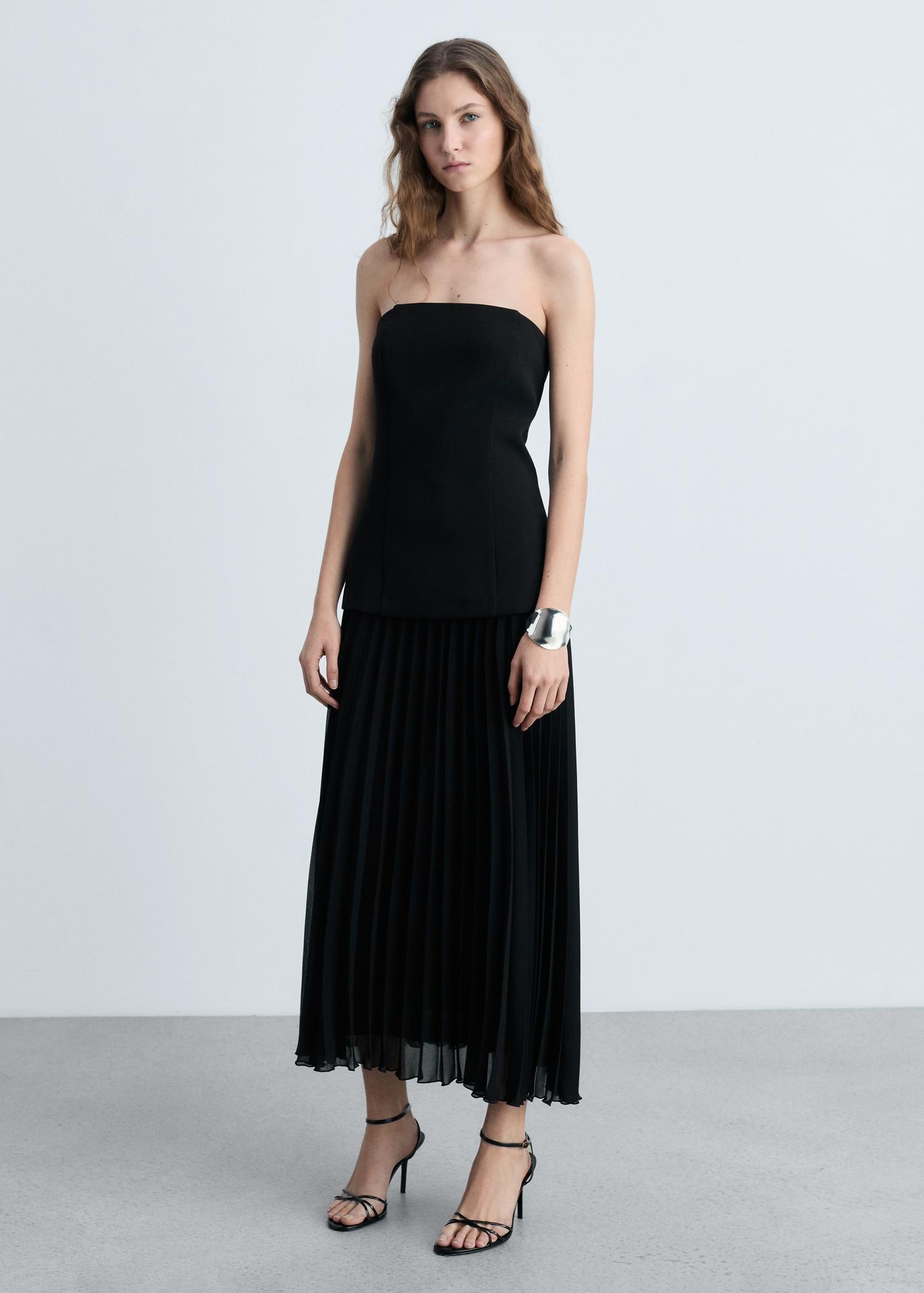 Combined strapless dress - Women | MANGO USA Product Image