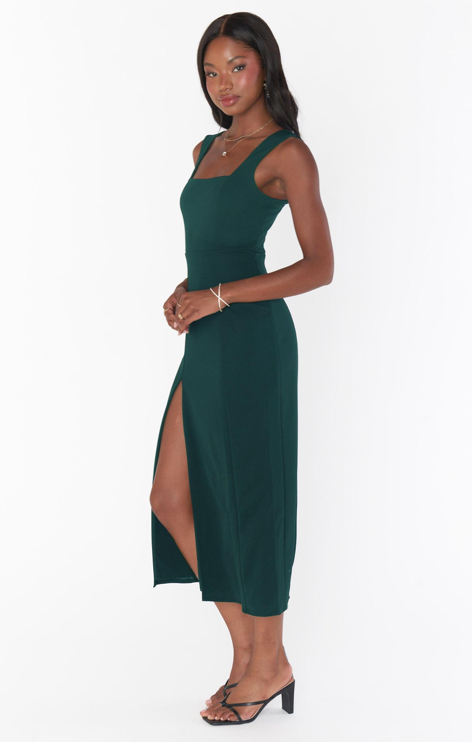 Eden Midi Dress ~ Emerald Stretch Product Image