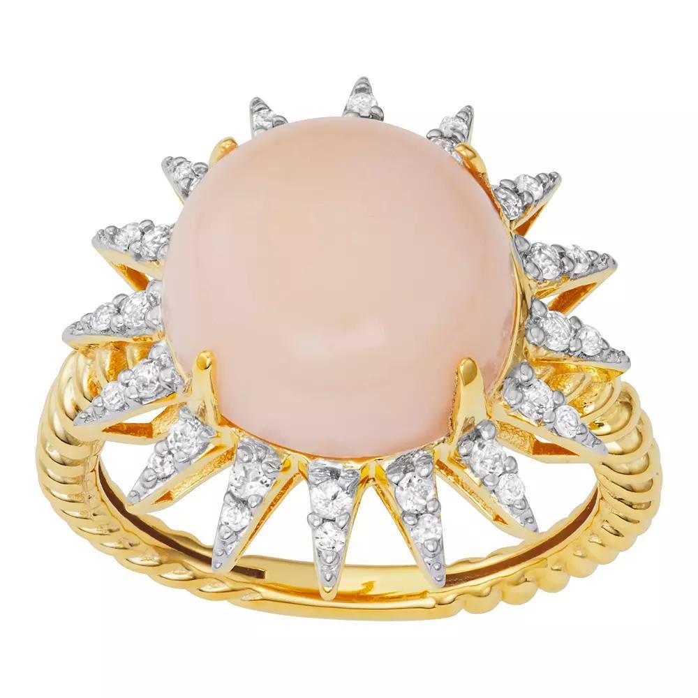 Jewelexcess 14k Gold Over Silver Opal & White Topaz Ring, Women's, Size: 6, 14k Gold Plated Product Image