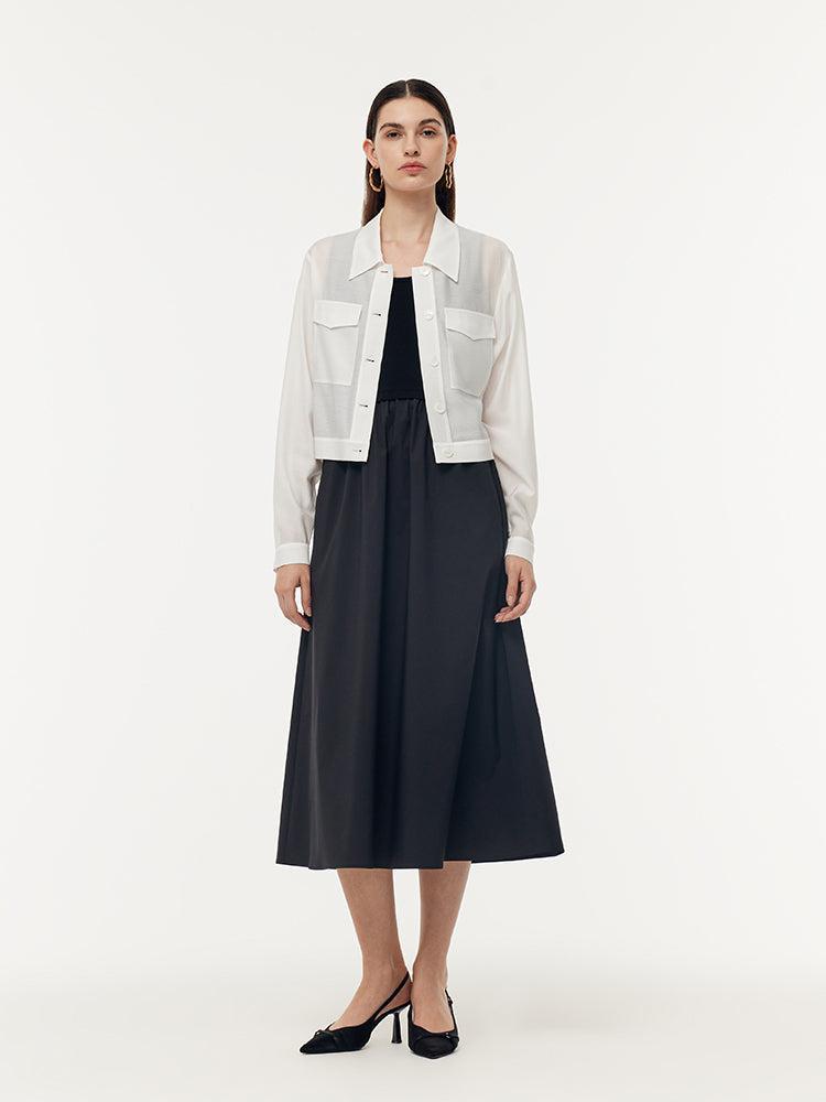 Acetate Loose Fit Single-Breasted Women Shirt Product Image