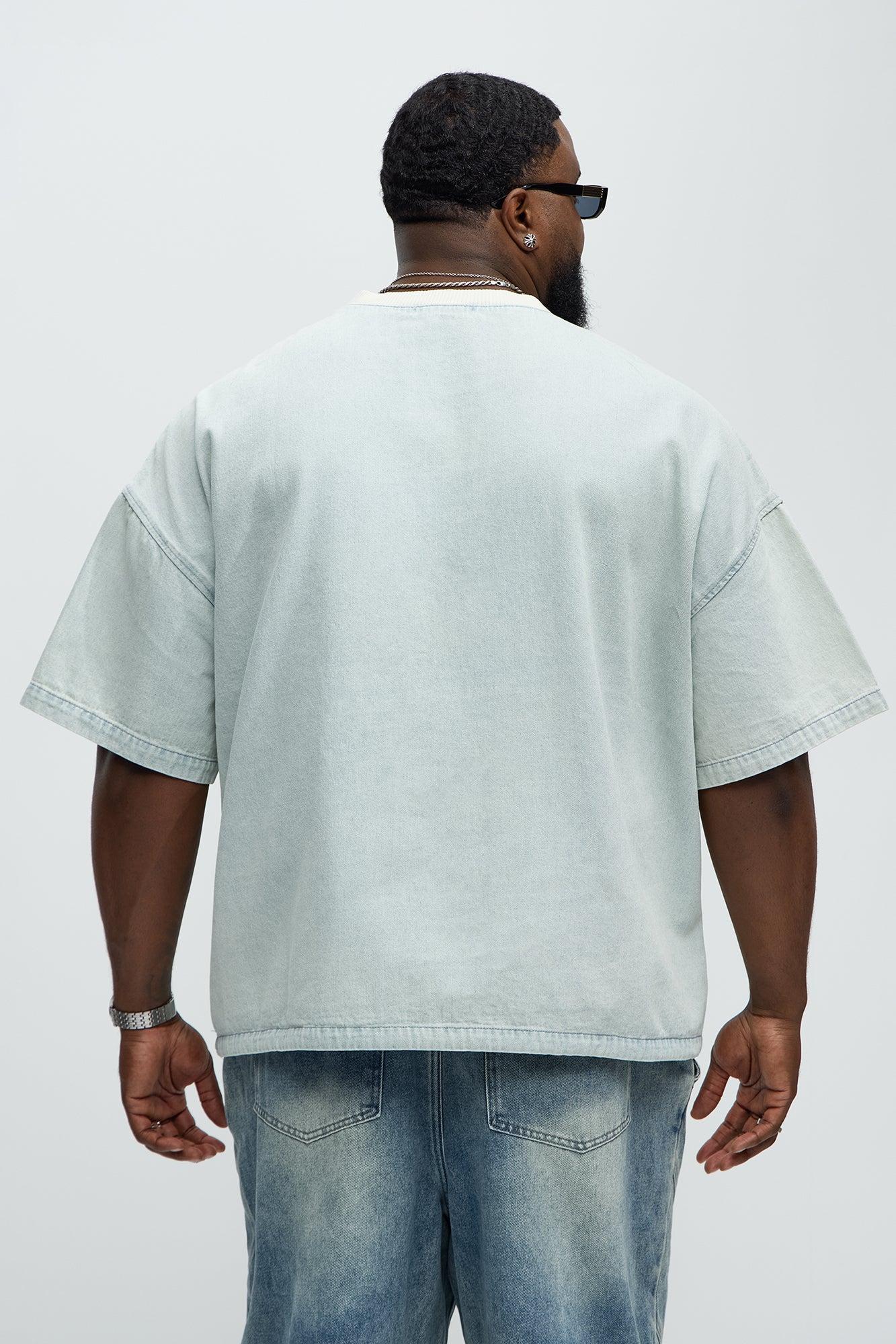 Boxy Denim Short Sleeve Tee - Light Wash Product Image