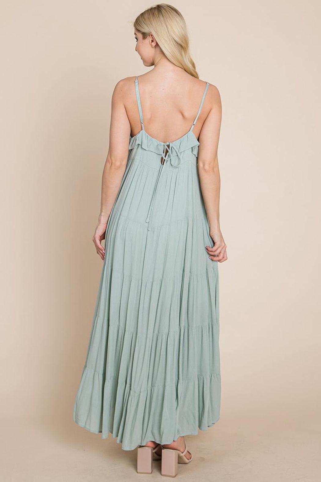 Tiered Tie Strap Cami Maxi Dress Product Image