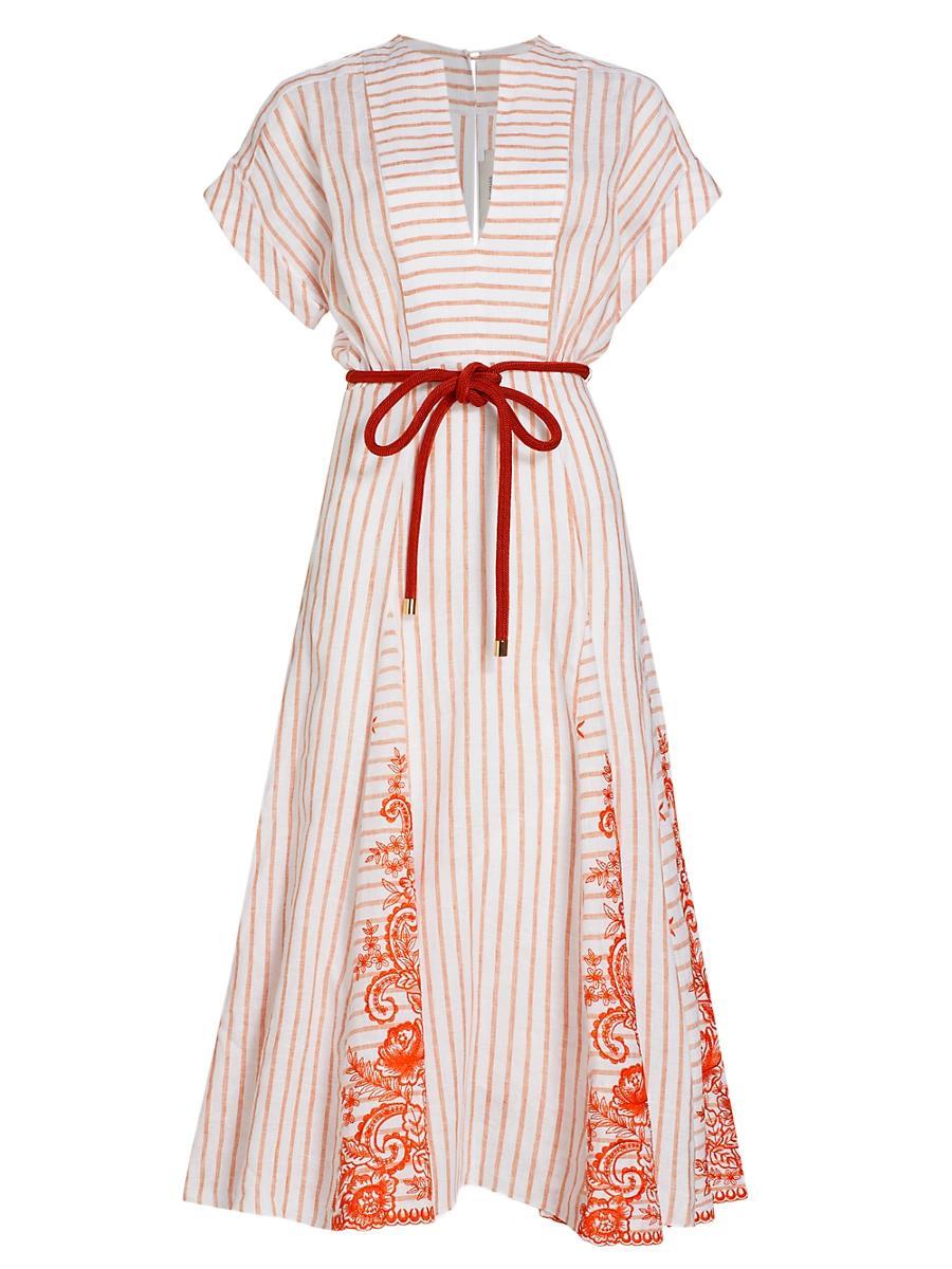 Womens Casandra Stripe Self-Tie Midi-Dress Product Image