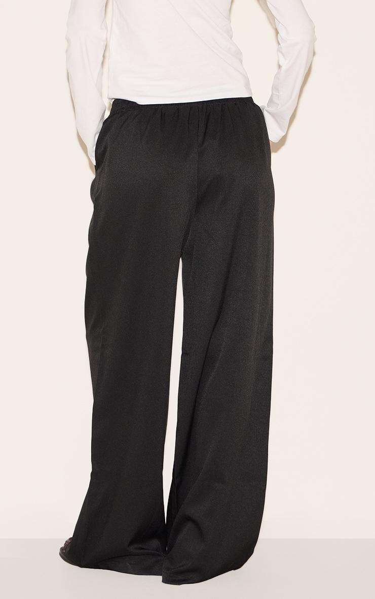 Black Woven Elasticated Waist Wide Leg Pants Product Image