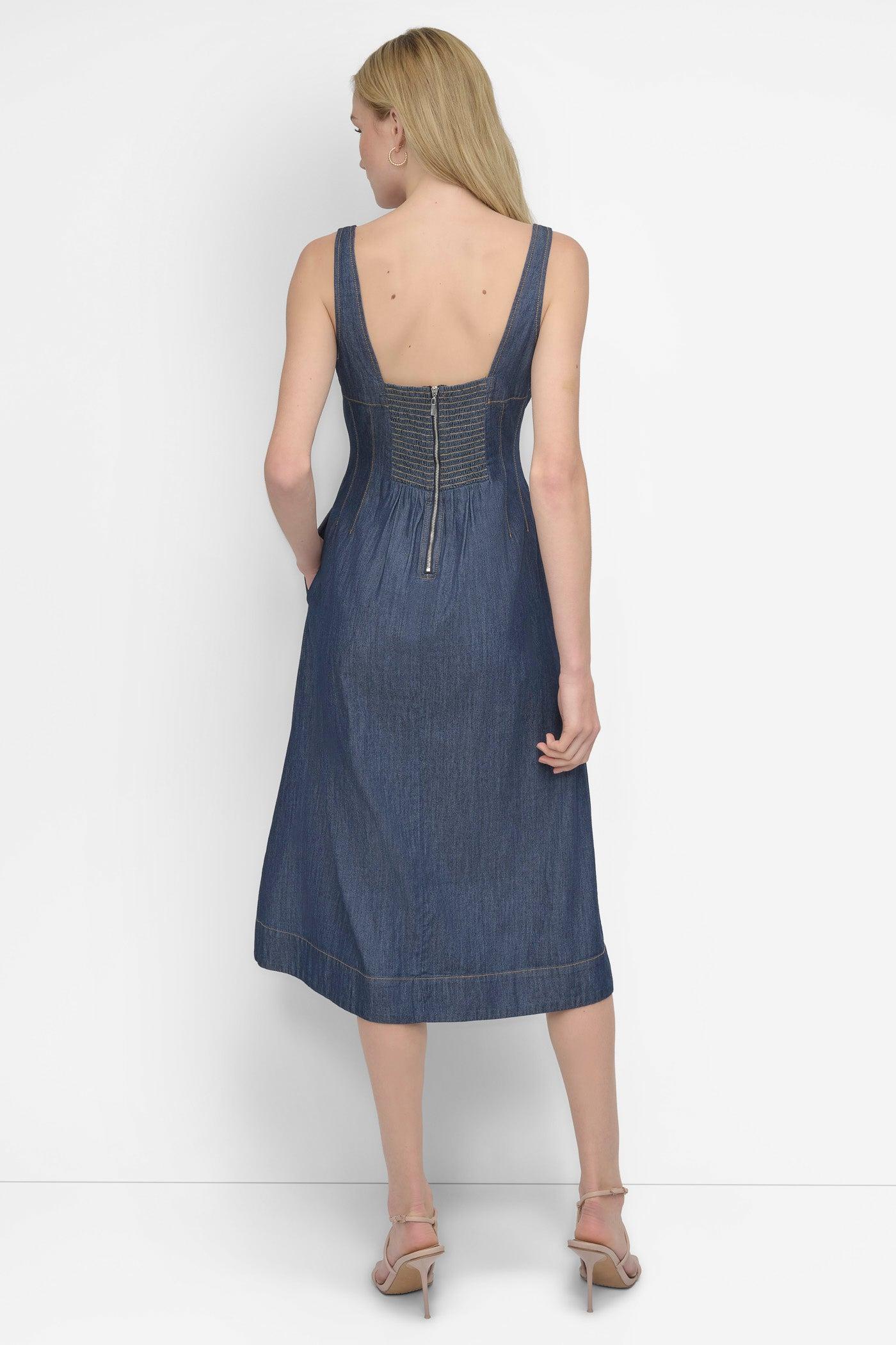 CORSET SITTED DENIM DRESS Product Image