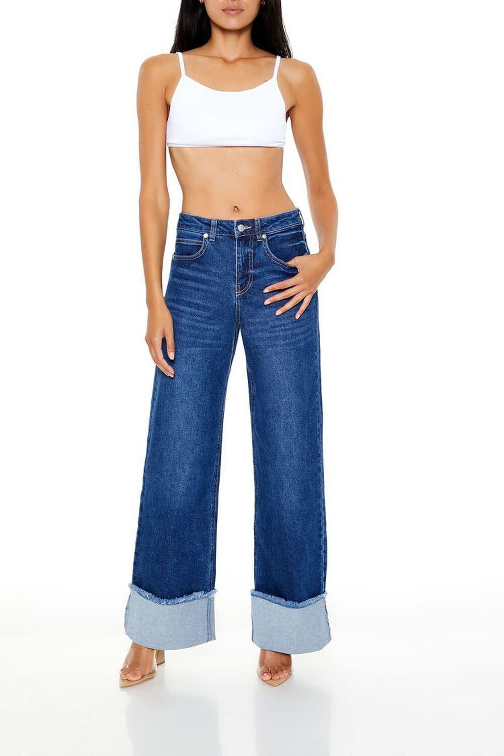 Frayed Cuffed High-Rise Jeans | Forever 21 Product Image