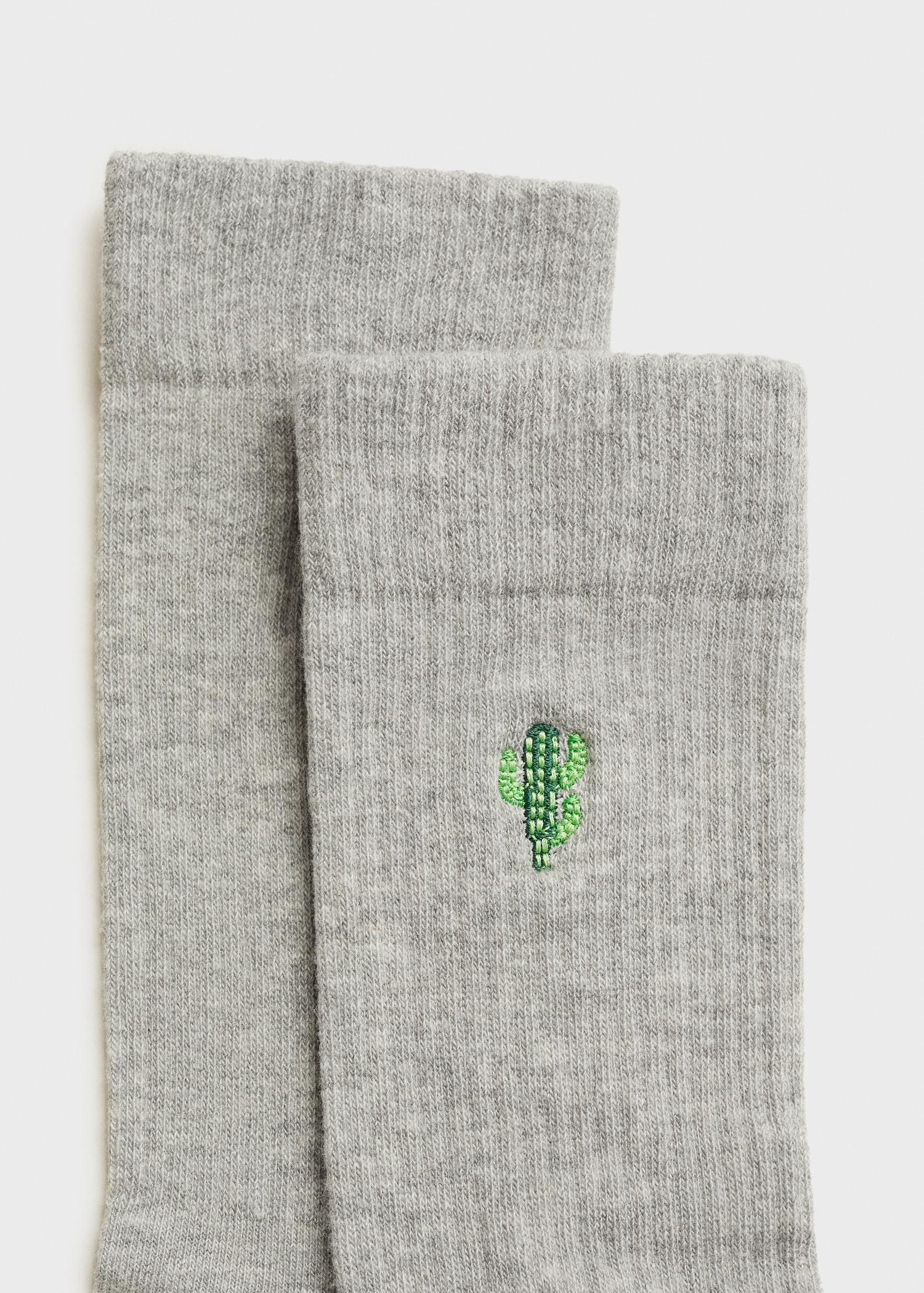 Embroidered cotton socks - Men | MANGO USA Product Image