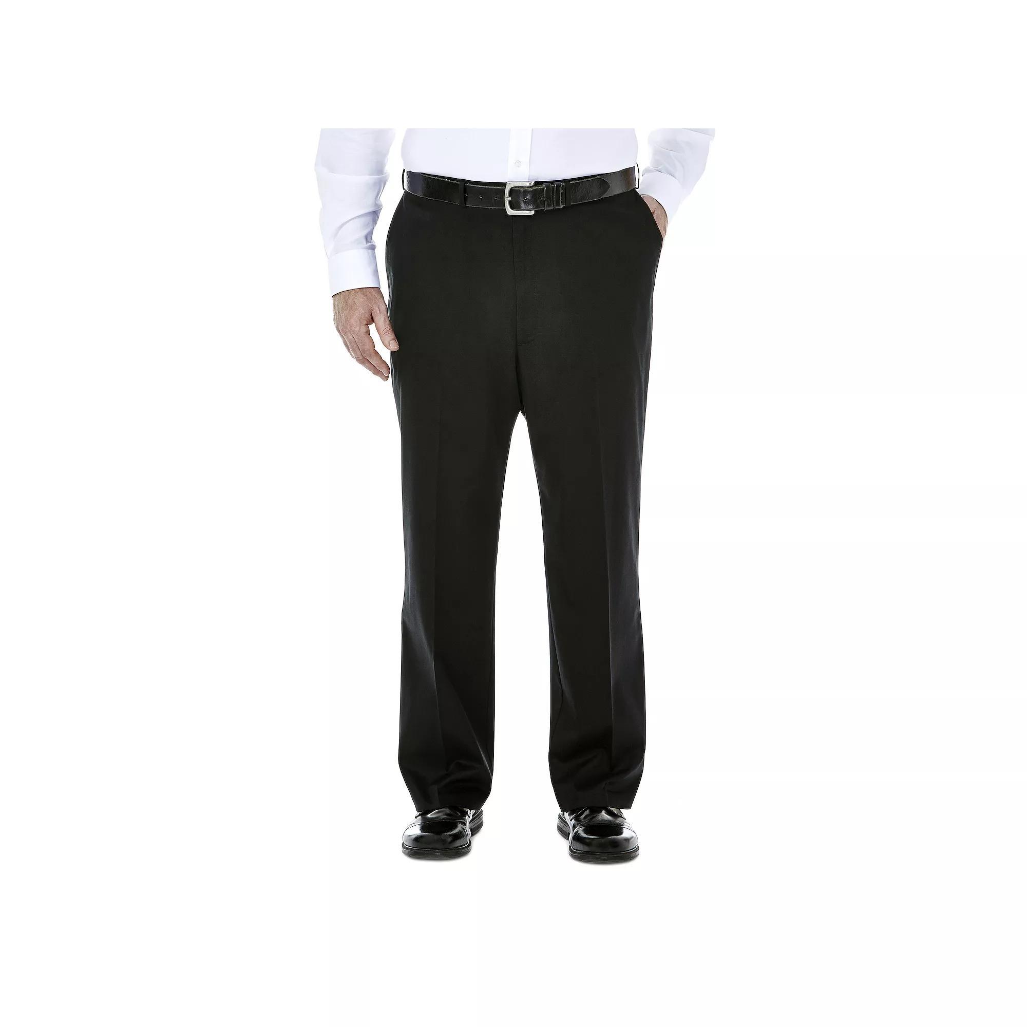 Big & Tall Haggar Premium Stretch No-Iron Khaki Flat-Front Pants, Mens British Green Product Image