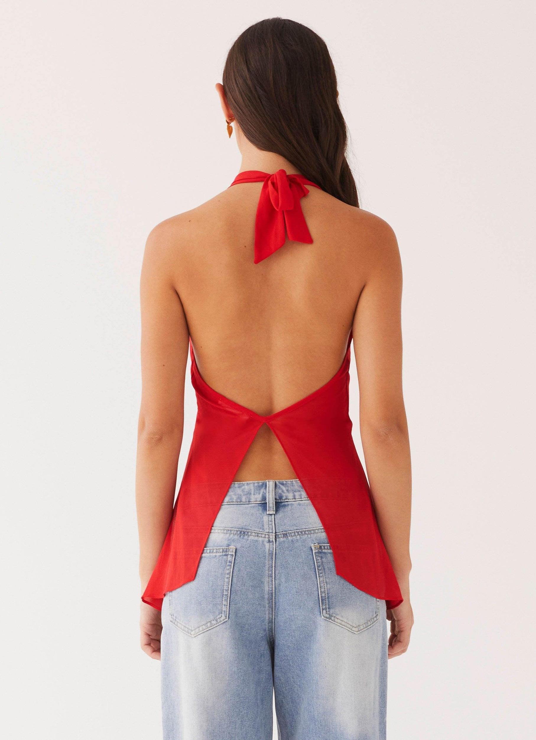At Last Halterneck Top - Rouge Red Product Image