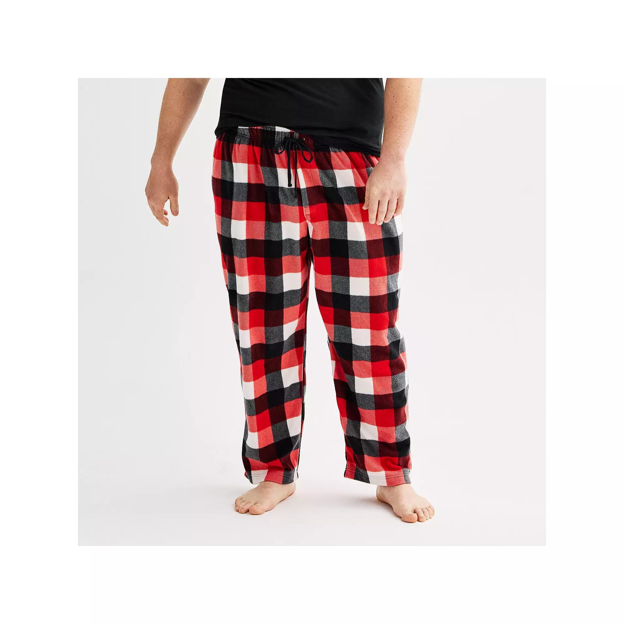 Big & Tall Sonoma Goods For Life® Microfleece Pajama Pants, Men's, Size: 2XB, Retro Plaid Red Black Product Image
