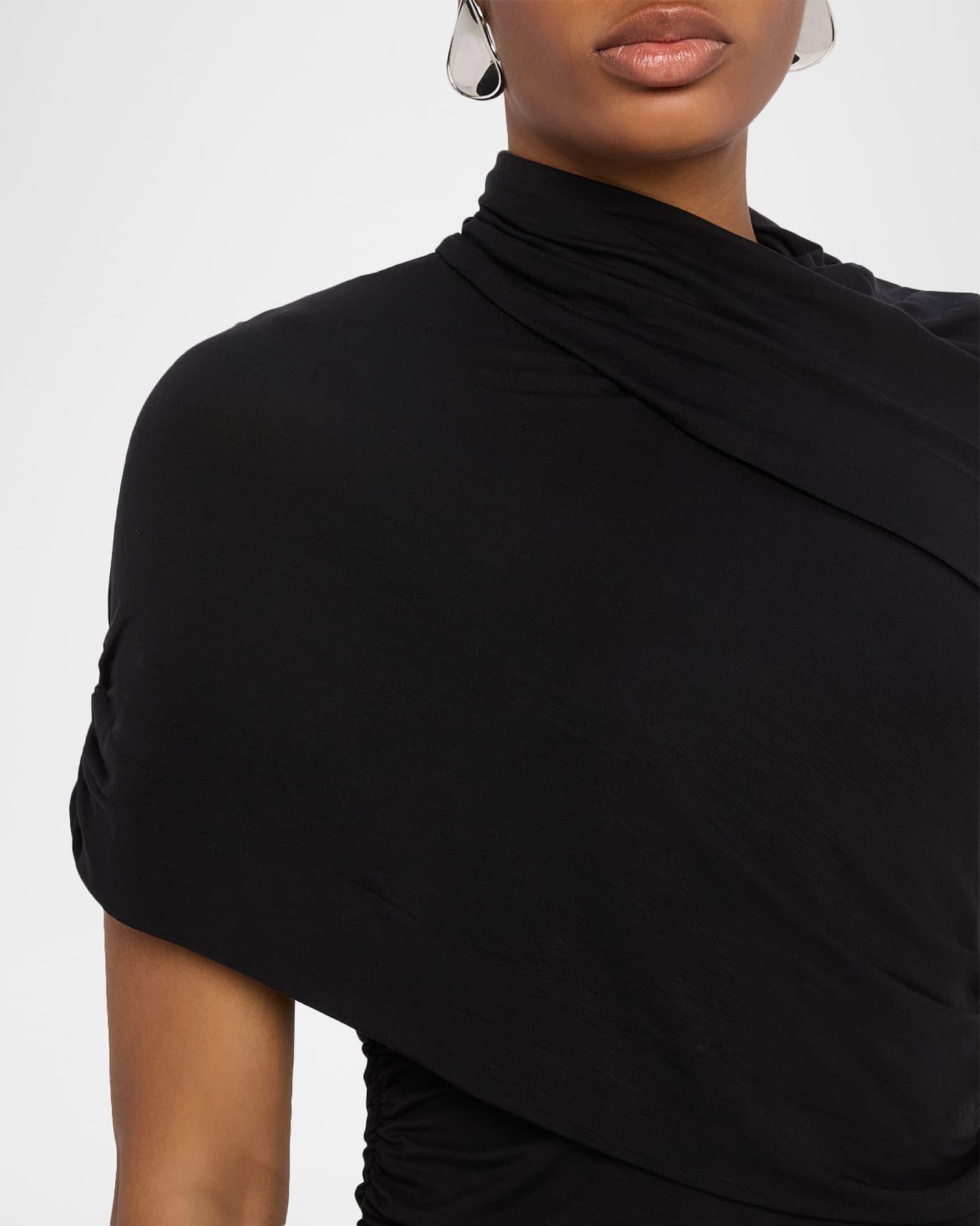 Azure Ruched Mock-Neck Midi Dress Product Image