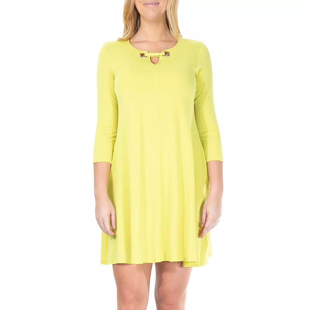 Women's Nina Leonard Embellished Keyhole Swing Dress, Size: Large, Green Product Image