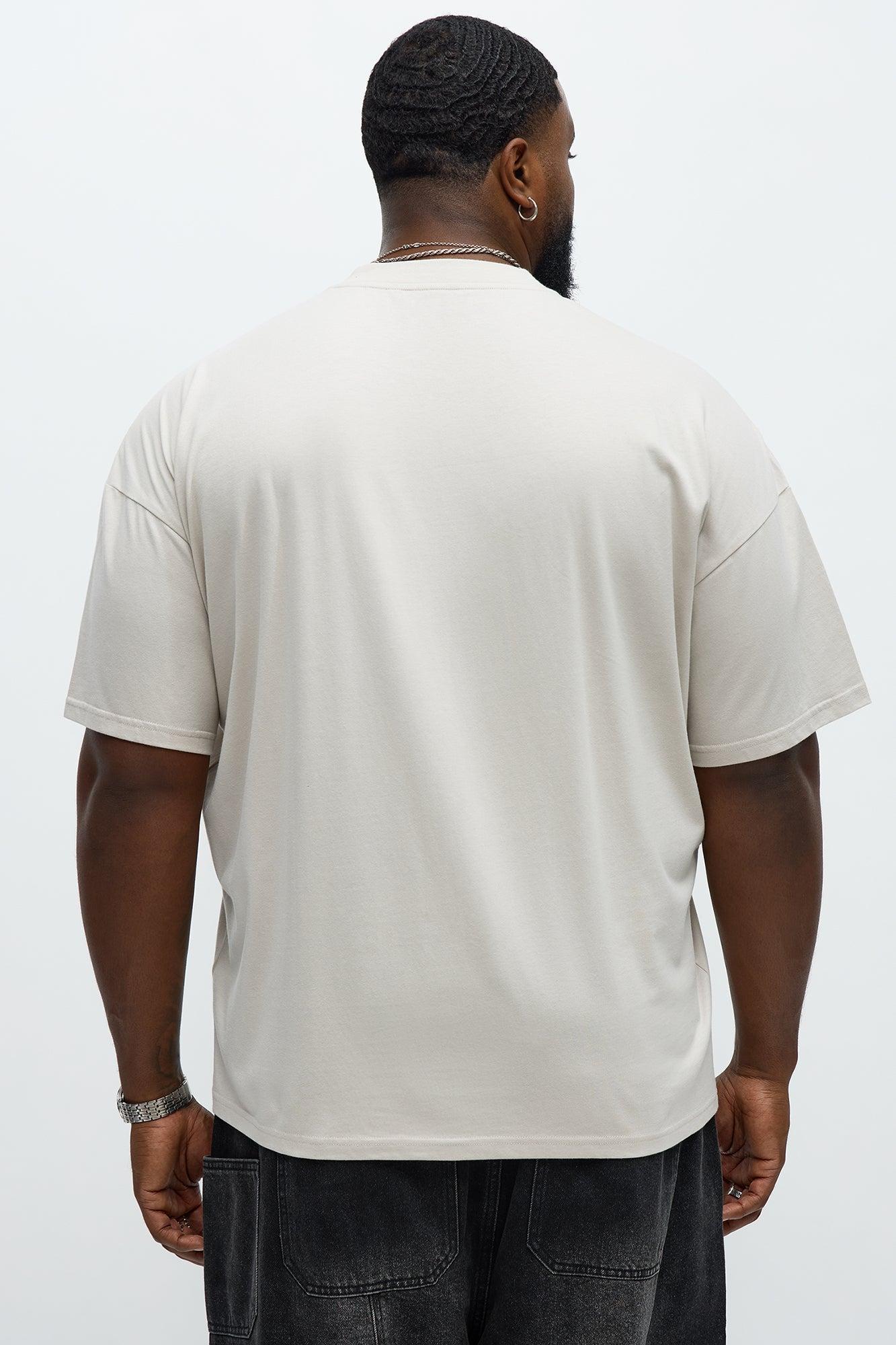 Oversized Mini Embroidery Heavy Weight Boxy tee - Taupe Product Image