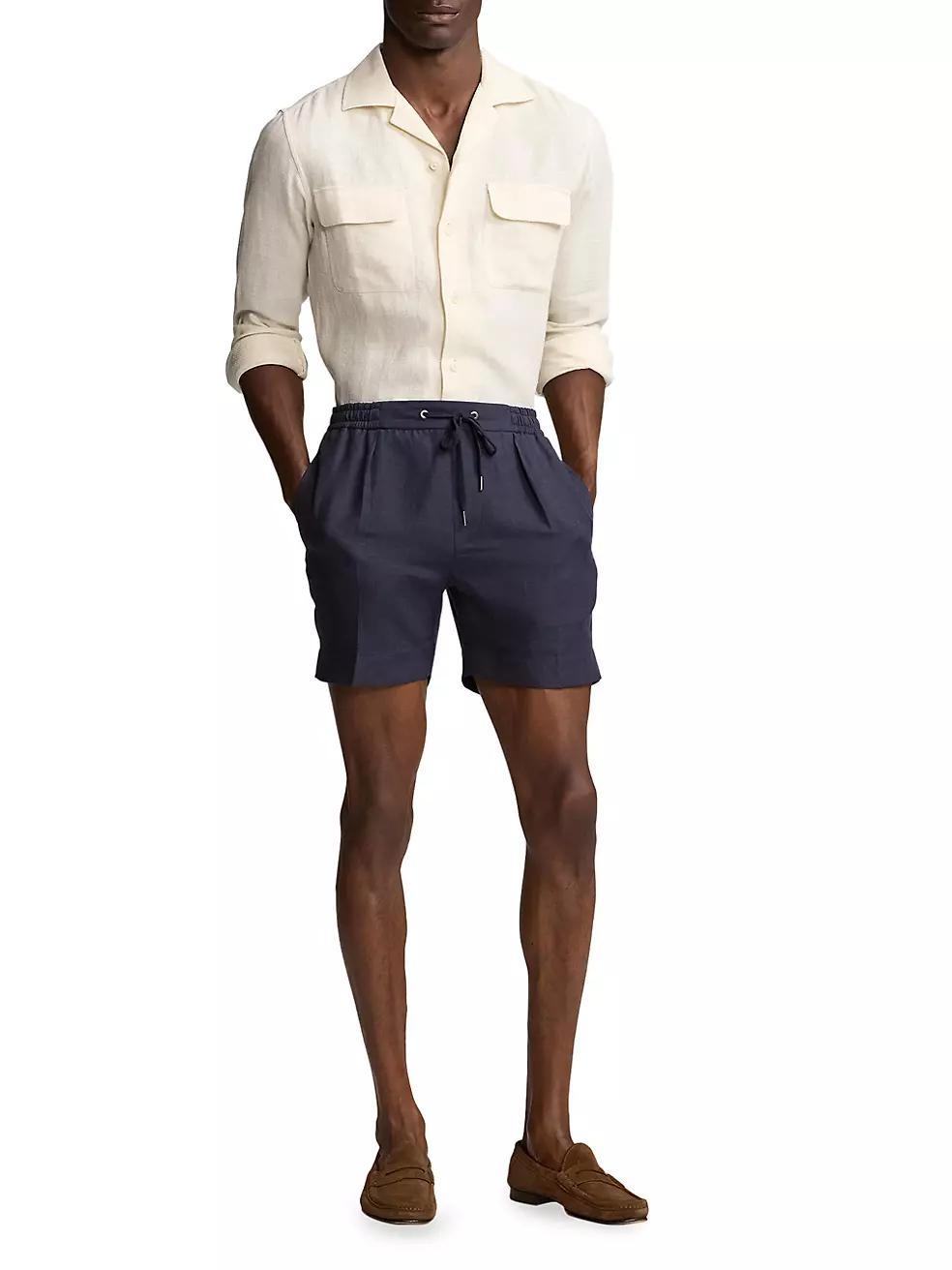 Silk & Linen-Blend Drawstring Shorts Product Image