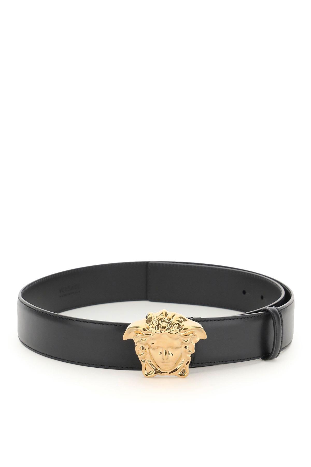 VERSACE La Medusa Leather Belt Man Belt Black Size 39.5 Calfskin Product Image