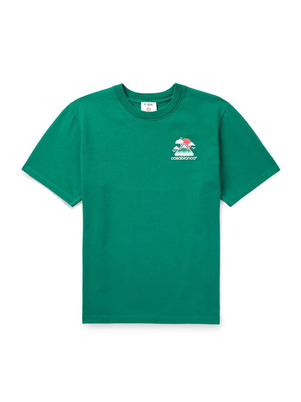 CASABLANCA Mens Montagne Ondulee Brand-print Cotton-jersey T-shirt In Green Product Image
