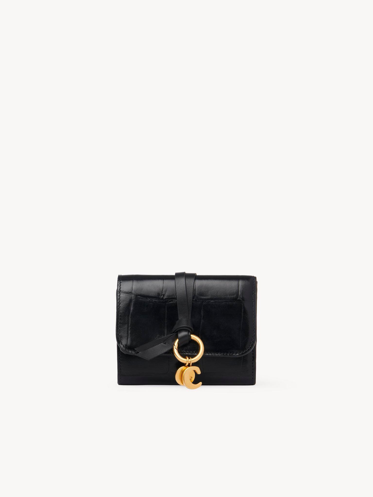 Small Alphabet tri-fold in croco-effect leather Product Image
