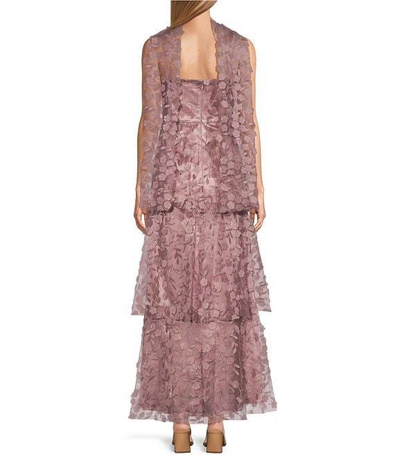 Livia Jolie by Le Bos Strapless Sleeveless 3D Floral 2 Piece Scarf and Tiered A-Line Dress Product Image