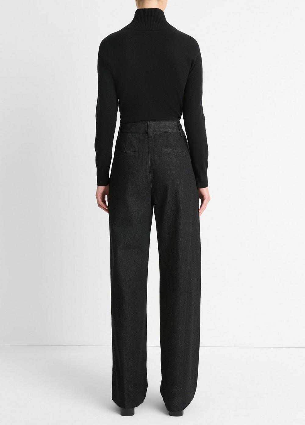 Womens Washed Cotton Denim Double-Waistband Trouser, Washed Black, Size 29 Vince Product Image