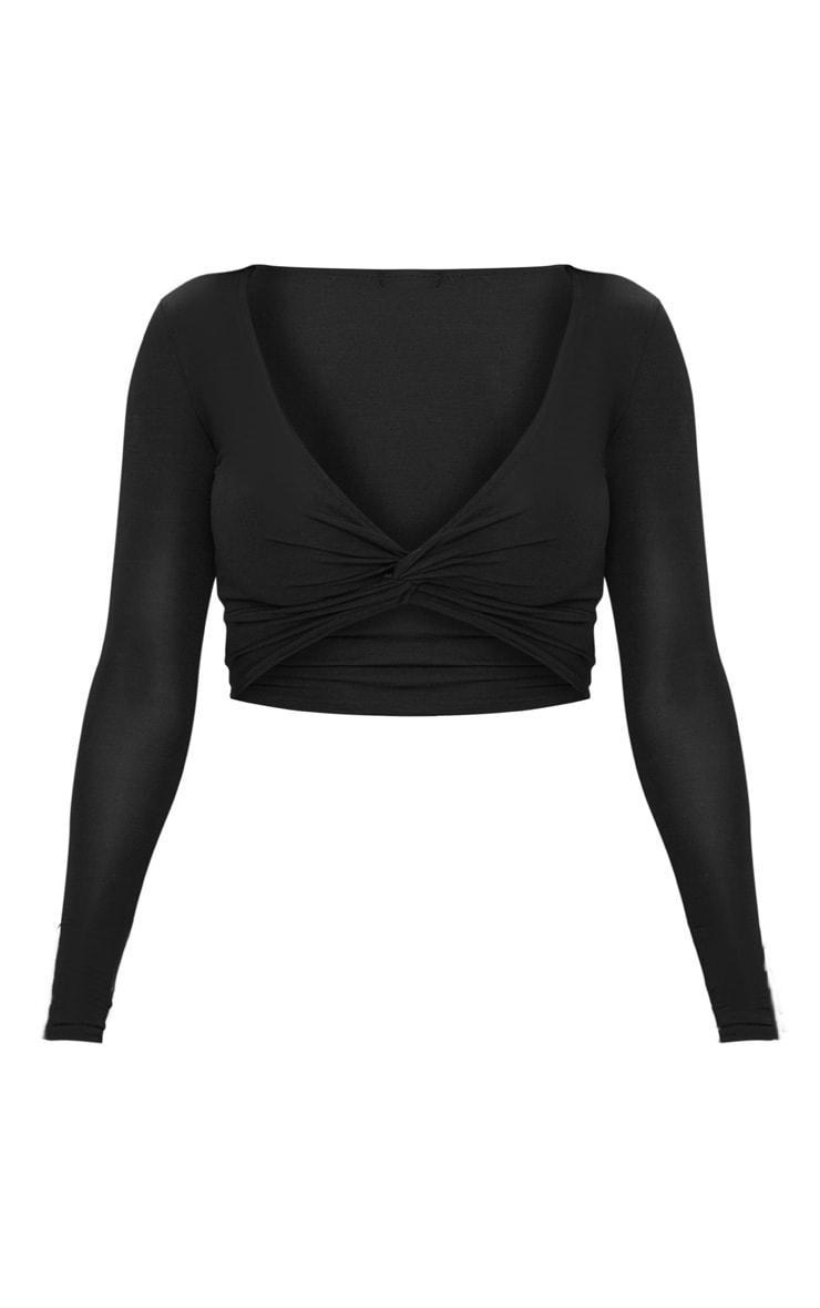 Shape Black Slinky Twist Front Crop Top Product Image