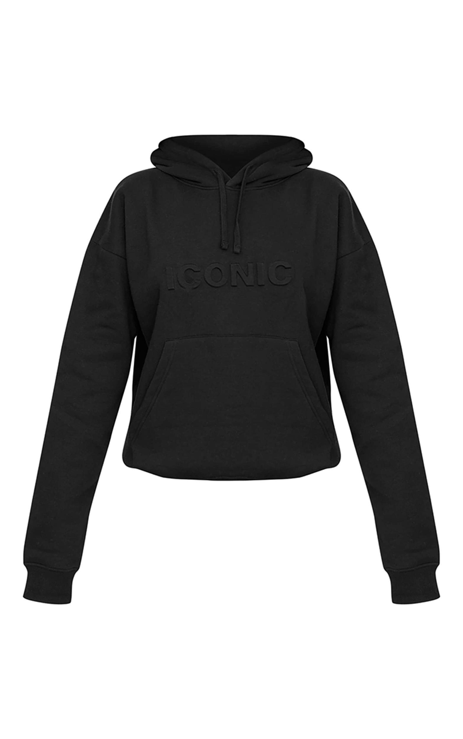 Black Iconic Embossed Oversized Hoodie Product Image