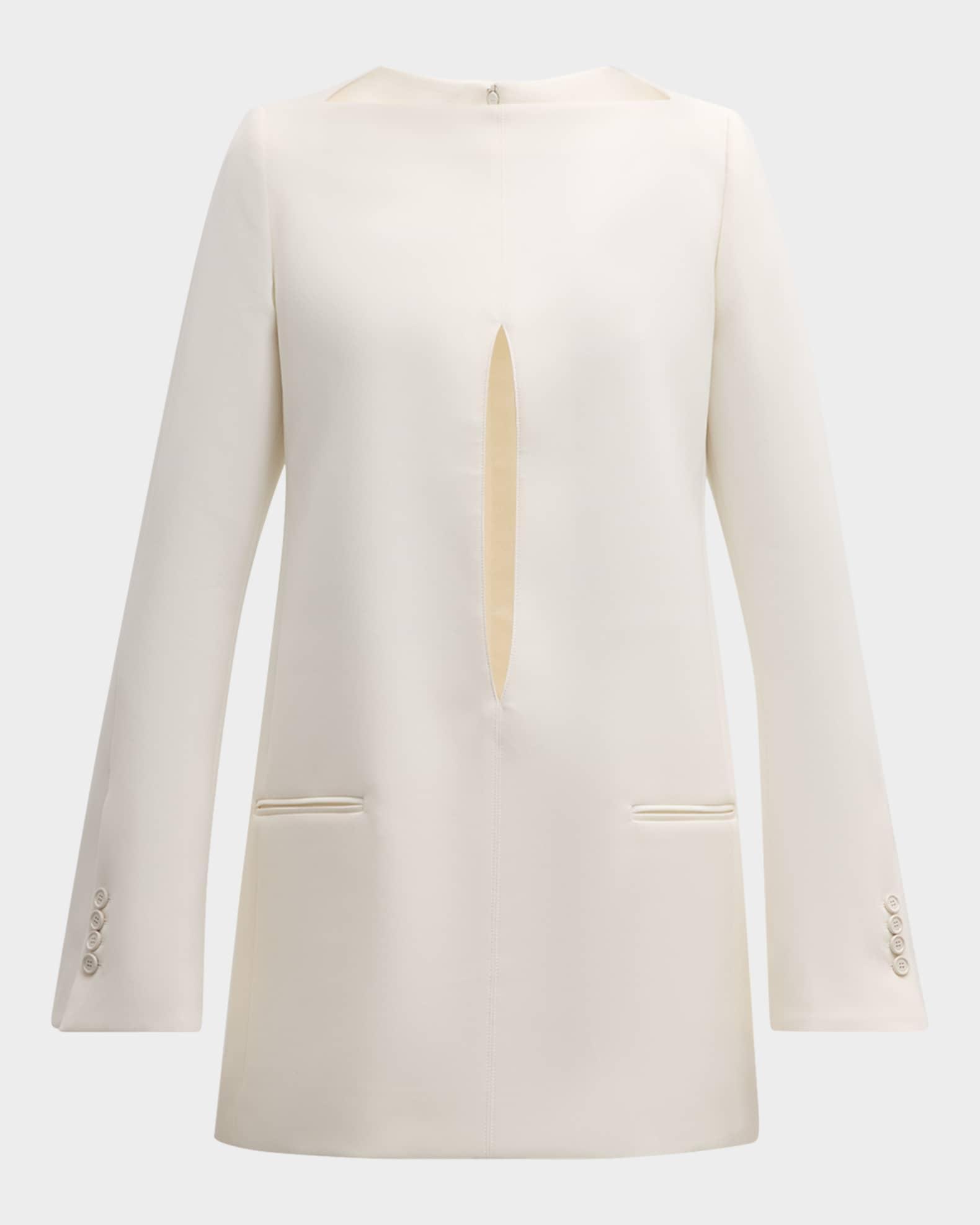 Cutout Flare-Sleeve Tailored Tunic Blouse Product Image
