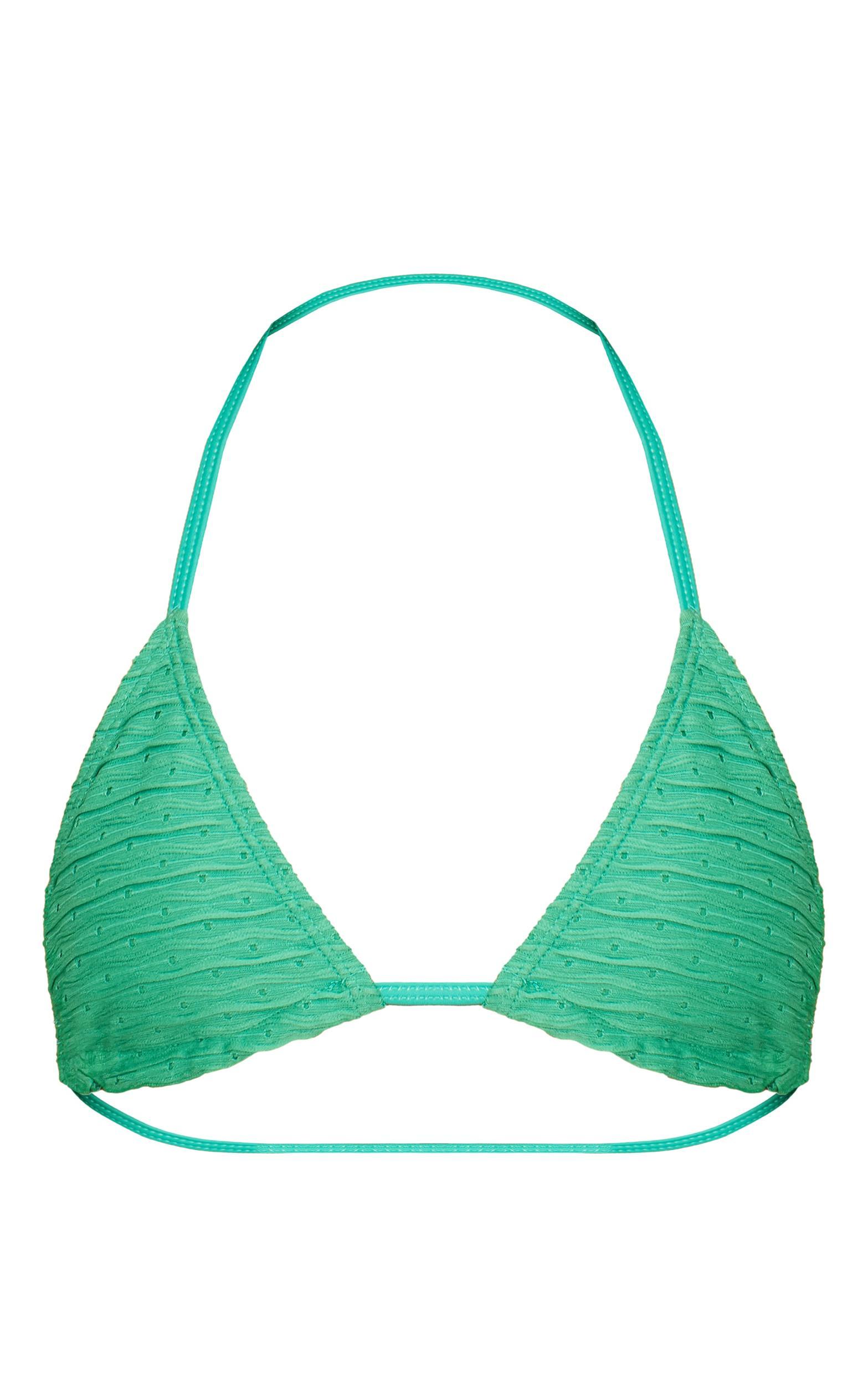 Green Textured Triangle Bikini Top Product Image