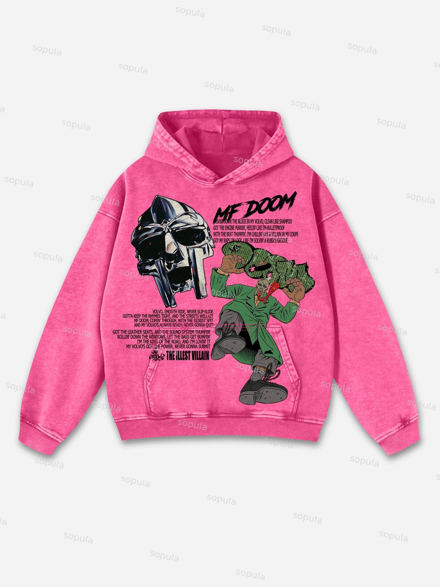 Vintage The Illest Villain Mf Doom Graphic Washed Hoodie Product Image