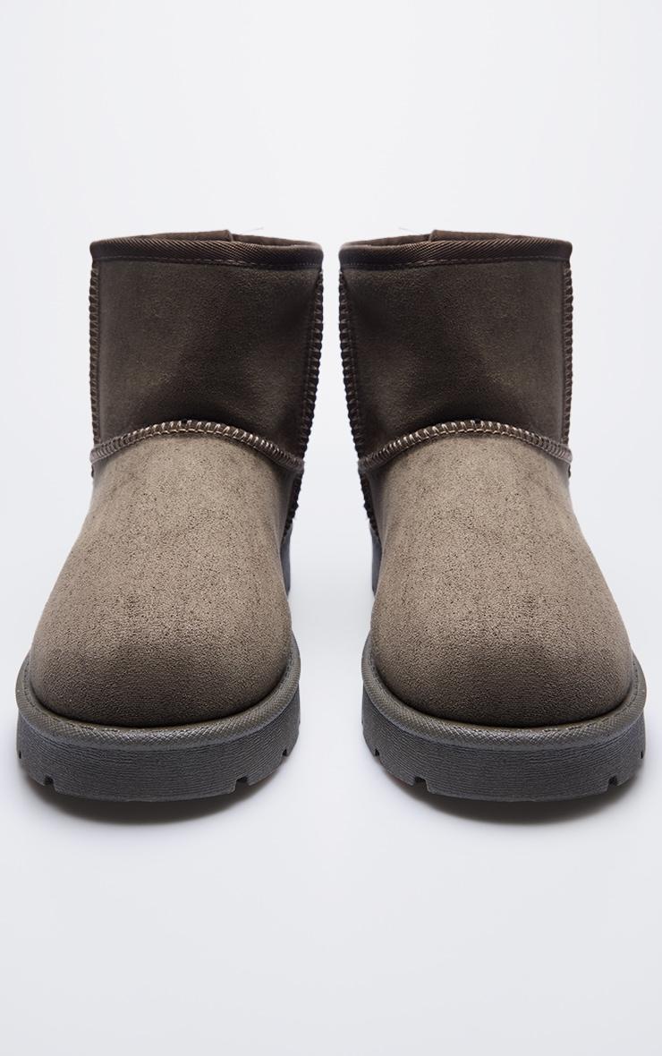 Olive Faux Suede Cleated Ankle Boots Product Image