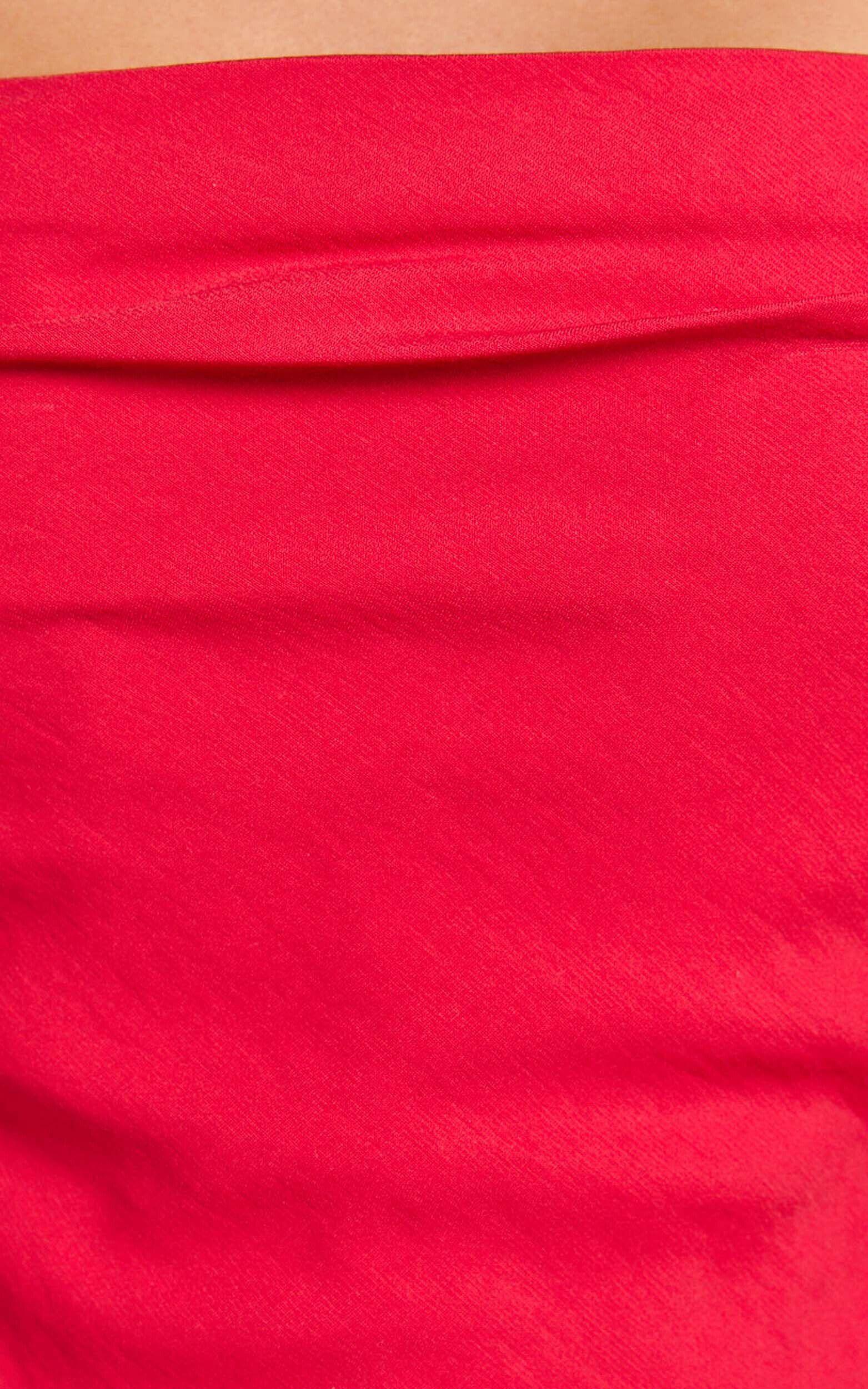 Marcelle Top - Strapless Cowl Corset Satin Top in Red Product Image