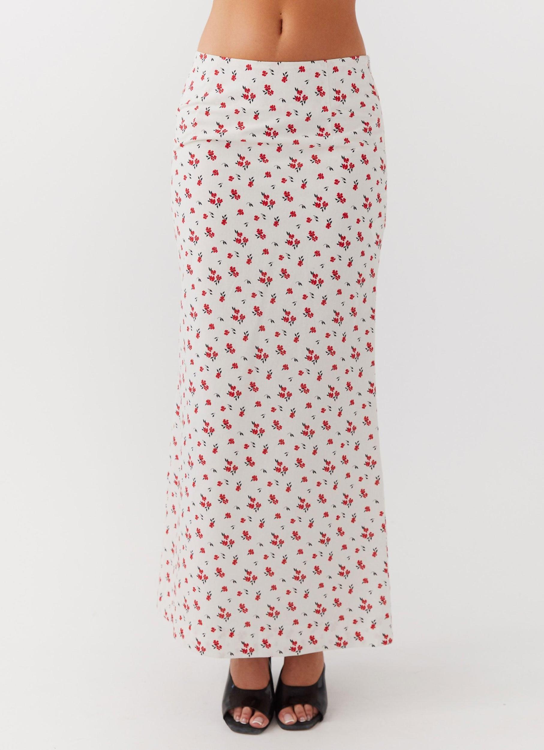 Ariana Linen Maxi Skirt - Poppy Floral Product Image