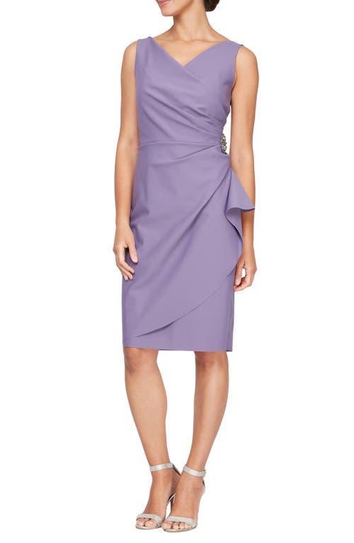 Alex Evenings Surplice V-Neck Sleeveless Ruched Brooch Sheath Dress Product Image