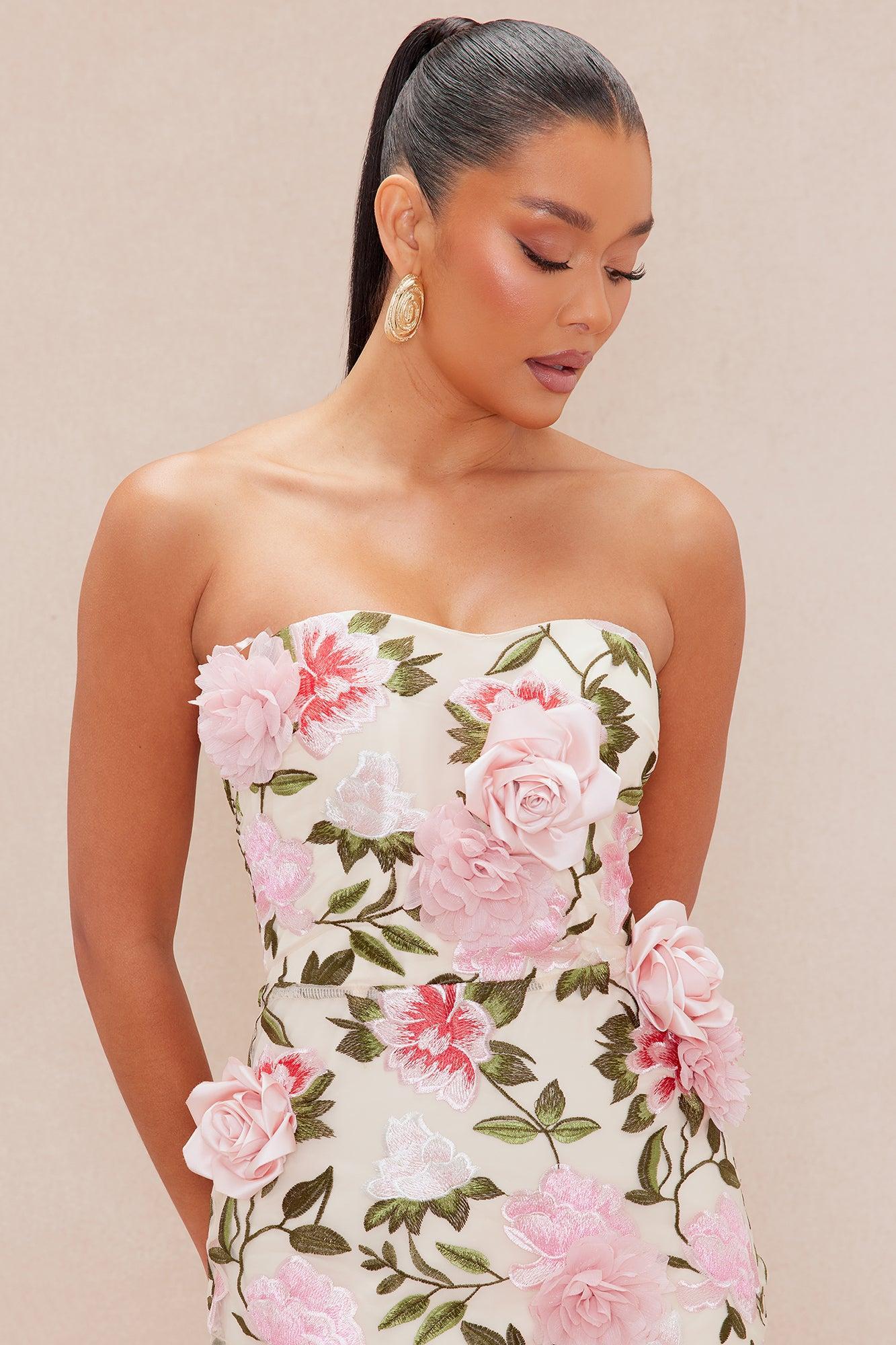 Mary Embroidered Midi Dress - Pink/combo Product Image