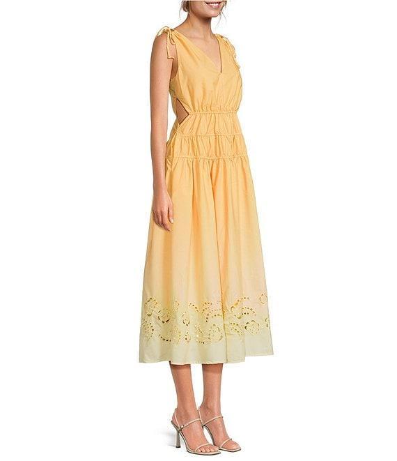 En Saison Taylor V-Neck Sleeveless Eyelet Trim Maxi Dress Product Image