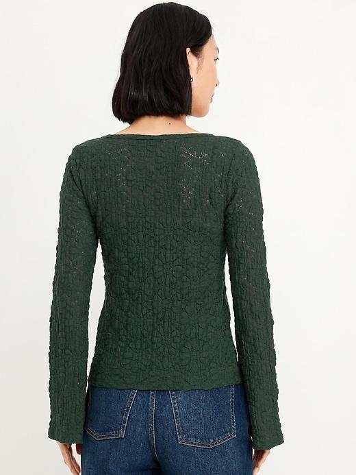 Textured Lace Scoop-Neck Top Product Image