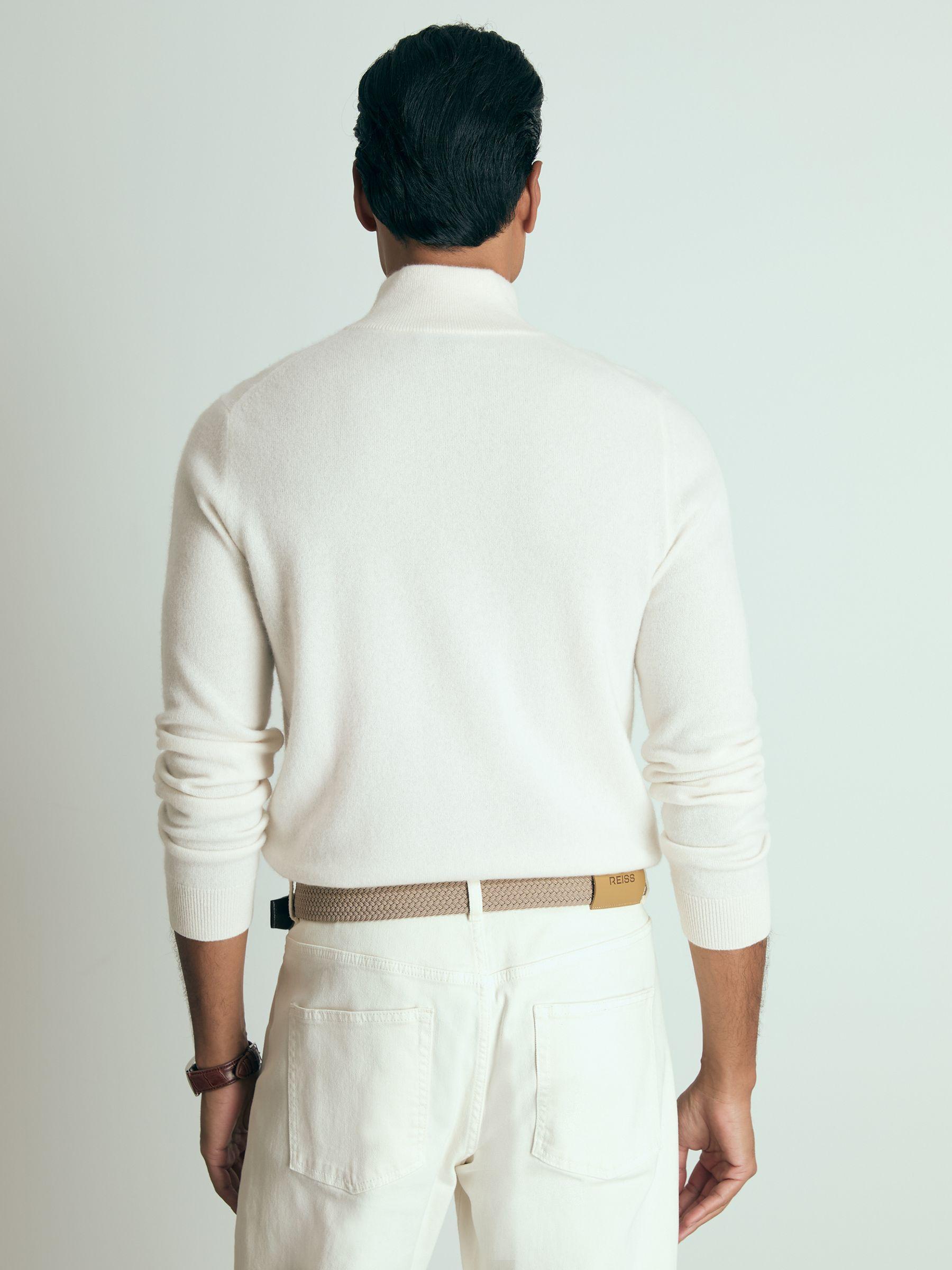 Atelier Cashmere Zip-Neck Jumper in White Product Image
