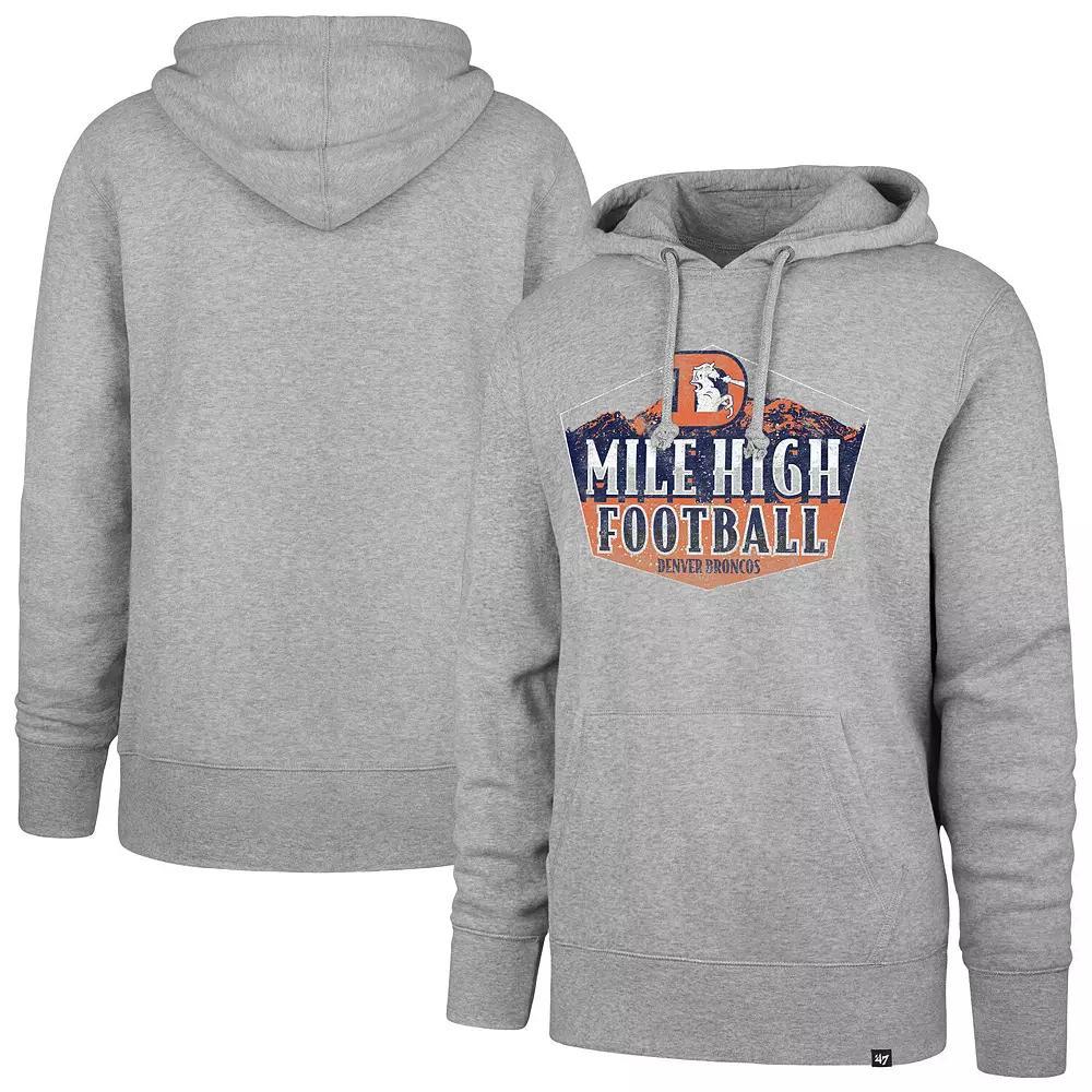 Men's '47  Gray Denver Broncos Headline Pullover Hoodie, Size: Large, Grey Product Image