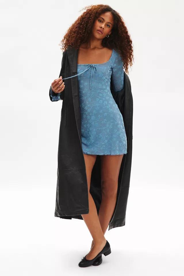 Motel Tatyana Velvet Floral Mesh Long Sleeve Mini Dress Product Image