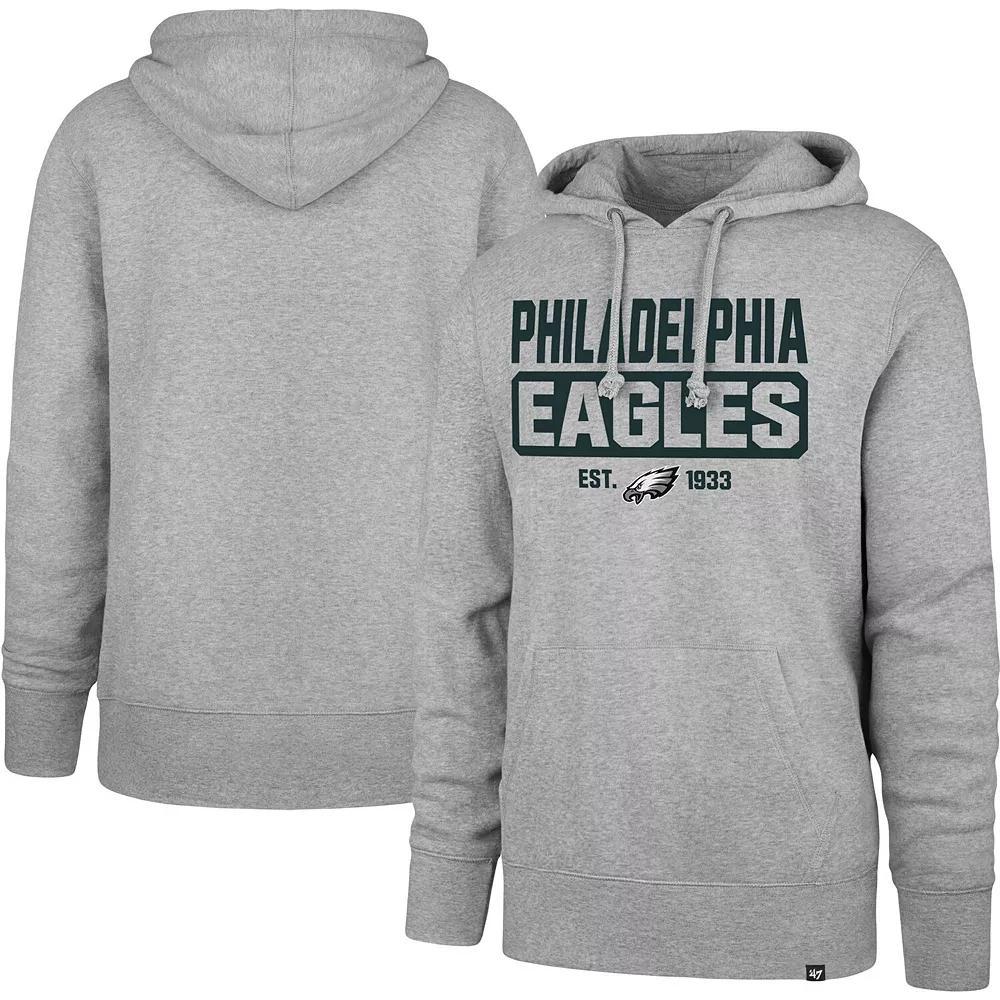 Men's '47 Heather Gray Philadelphia Eagles Box Out Headline Pullover Hoodie, Size: 2XL, Grey Product Image
