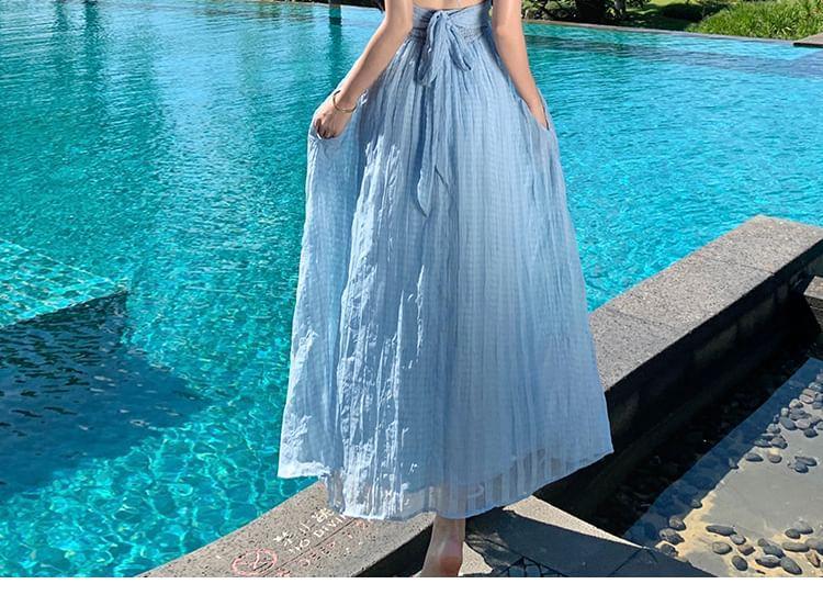 Halter Neck Plain Maxi Sun Dress Product Image