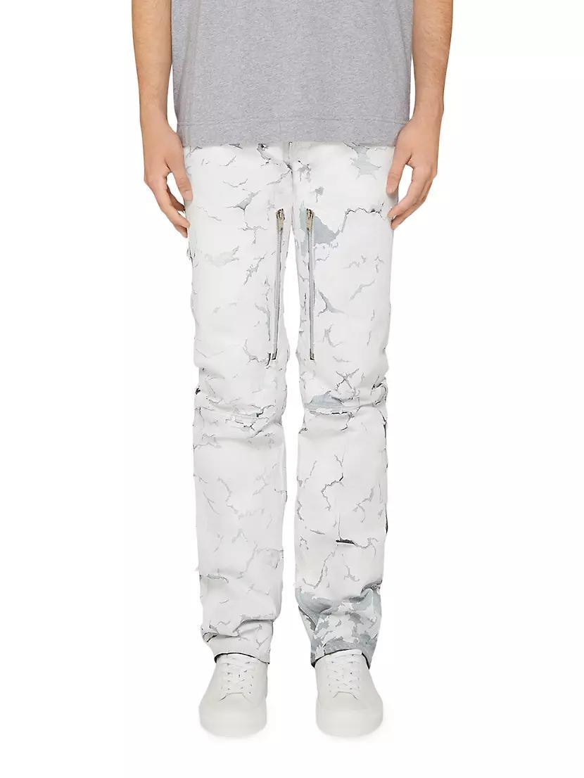 Painted Crackled Jeans with Zips Product Image