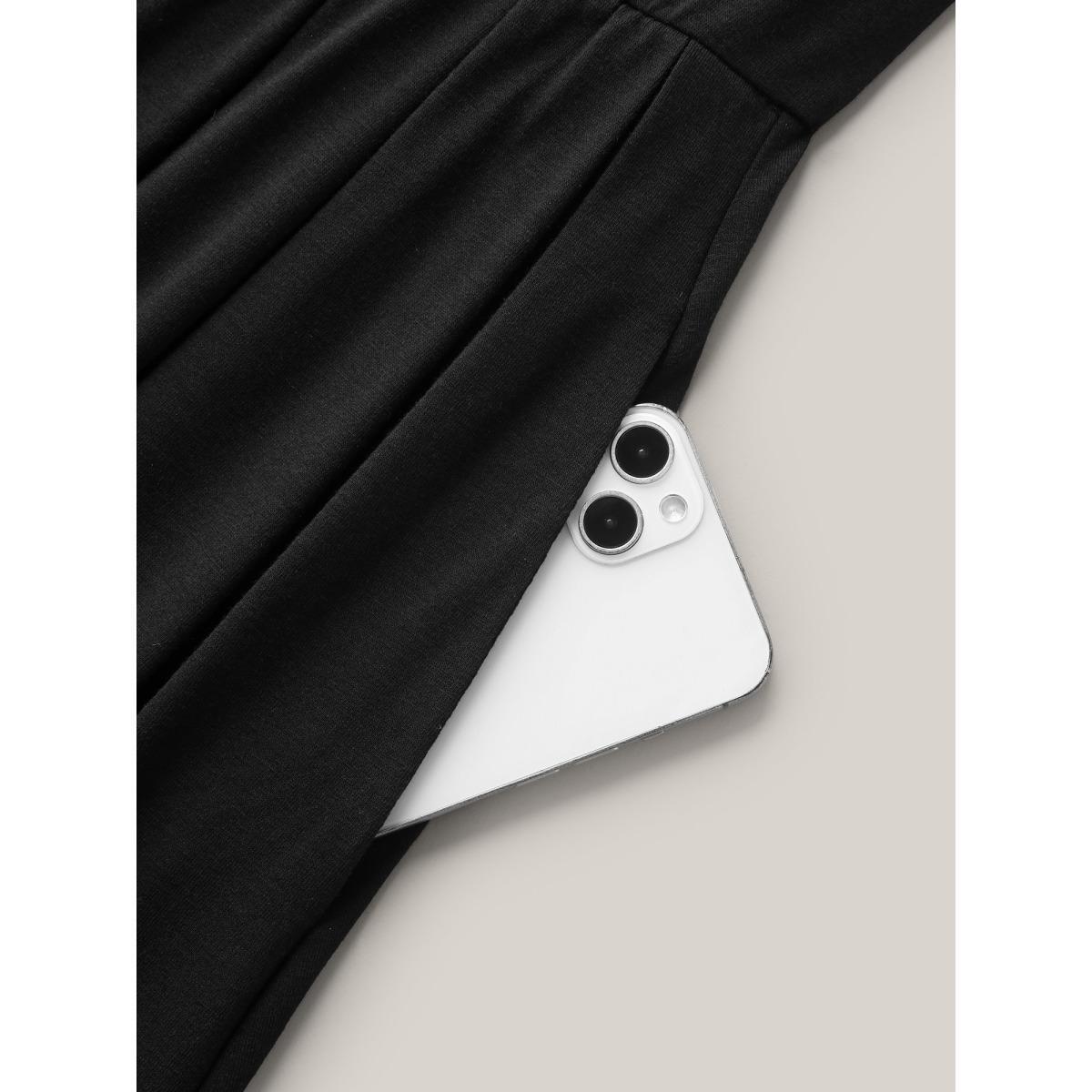 Plus Size Supersoft Essentials Pleated Stretchy Waist Midi Dress Pureblack Women Casual Non Knit Dresses Bloomchic 26/4X Product Image