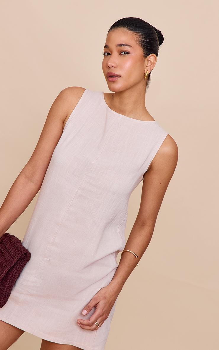 Natural Textured Boat Neck Boxy Shift Dress Product Image